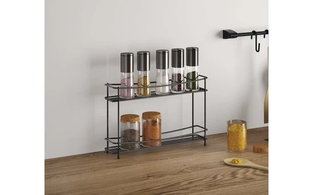 Metaltex Kumino LAVA Gewürzregal 2 Etagen Schwarz 1 Metaltex Kumino LAVA Gewürzregal 2 Etagen Schwarz